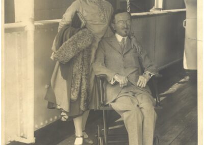 Dr. Francis H. McMechan and Laurette McMechan on September 7, 1928 in Vancouver, BC, Canada, on the S.S. Klamare for New Zealand and Australia and the first meeting of the Australian Society of Anesthetists in Sydney, Australia.