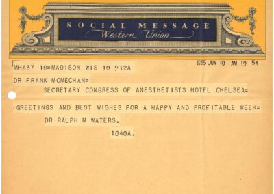 Telegram from Dr. Ralph M. Waters to Dr. Francis McMechan, June 10, 1935