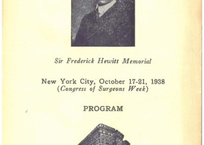 Program Cover for the Sir Fredrick Hewitt Memorial Congress, 17th Congress of Anesthetists, October 17-21, 1938, Hotel McAlpin, New York City, NY