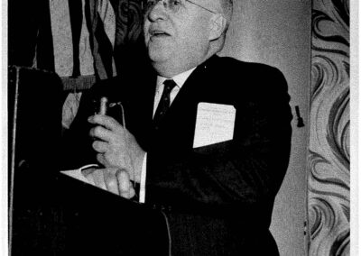 Dr. Harold Griffith, a charter Trustee from Washington, speaks in 1960