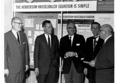 Drs. Nicholson and Durshordwe with scientific exhibitors at the 1964 Congress in Las Vegas