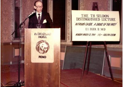 Edmond I Eger (II) presented the T.H. Seldon Memorial Lecture on “Nitrous oxide -a drug of the past” at the 1984 IARS Congress