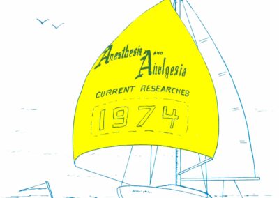 The IARS Editorial Board sent out several Christmas cards to participants of the Anesthesia & Analgesia while Dr. Harry Seldon was Editor-in-Chief. This 1974 card cover includes a sailboat with a sail sporting the title of the Journal. The artist for this card is unknown.